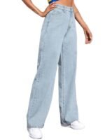 KOTTY Women’s High Waist Denim Jeans | Straight, Relaxed & Wide Leg Fit | Light Blue, Dark Blue & Black | Casual Regular Length Fashion Wear - Image 2