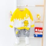 Googo Gaaga Boy's Cotton Full Sleeves Sweatshirt with Pant Set in Yellow Color - Image 2