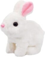 SHINETOY Hopping Rabbit Interactive Electronic Pet Plush Bunny Toy with Sounds and Movements Animated Walking Wiggle Ears Twitch Nose Gift for Toddlers Birthday, White, 7'' - Image 8