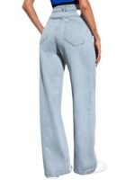 KOTTY Women’s High Waist Denim Jeans | Straight, Relaxed & Wide Leg Fit | Light Blue, Dark Blue & Black | Casual Regular Length Fashion Wear - Image 4