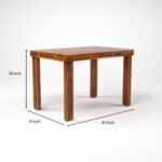 VK Furniture Sheesham Solid Wood 4 Seater Dining Table Set of Four with 4 Print Cushion Chairs for Dinner Hall Kitchen Living Room Home Office Restaurant |L45 X W30 X H30|Honey Natural Finish - Image 4