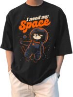LEOTUDE Oversized Half Sleeve Cottonblend Graphic Print Round Neck - Image 4