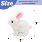 SHINETOY Hopping Rabbit Interactive Electronic Pet Plush Bunny Toy with Sounds and Movements Animated Walking Wiggle Ears Twitch Nose Gift for Toddlers Birthday, White, 7'' - Image 2