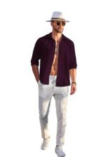 DEELMO Men's Casual Button Down Shirts Long Sleeve Linen Shirt Fashion Textured Beach Summer Shirt - Image 3