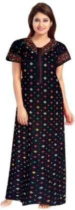 PNAEONG Women's Cotton Printed Nighty Night Gown Maxi Free Size (Pack of 2) - Image 5