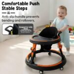StarandDaisy Baby Walker for Babies, 6-18 Month Baby Boy & Girl, Adjustable Height Infant Learning Walker with 360° Wheels, Anti-Slip, Comfortable Padded Seat, Activity Tray, Foldable Toddler Walker (Orange-Black) - Image 5