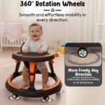 StarandDaisy Baby Walker for Babies, 6-18 Month Baby Boy & Girl, Adjustable Height Infant Learning Walker with 360° Wheels, Anti-Slip, Comfortable Padded Seat, Activity Tray, Foldable Toddler Walker (Orange-Black) - Image 6