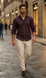 IndoPrimo Men's Cotton Shirt with Stylish Full Sleeves Spread Collared Neck Solid Pattern Western Style Classic Fit and Standard Length | Casual Shirt for Man - Image 6