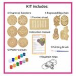 Funtaala Wooden Mandala Paint Kit Tea Coasters Art and Craft Kit | DIY Coaster Painting Set with Colours and Brush | Gift for Girls and Boys Ages 9-15 | Mandala Art Coasters - Image 3