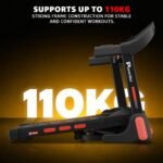 PowerMax Fitness TDM-98 4HP Foldable Motorized Manual Incline Treadmill for Home Use, 110kg Max User, Max Speed-10kmph, Preset programs, Heart Rate Sensors, AUX, Speaker, USB, LED Display,Black - Image 4