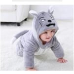BRANDONN Unisex Baby Flannel Jumpsuit Panda Style Cosplay Clothes Bunting Outfits Snowsuit Hooded Romper Outwear (Grey Scars, 9-12 Months) - Image 2