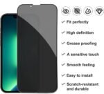 amazon Basics Privacy Tempered Glass for iPhone 15 / iPhone 16 (6.1 Inches) with Edge to Edge Coverage - Anti Spy Screen Protector, Case Friendly and Bubble Free Installation kit - 360° Privacy - Image 2