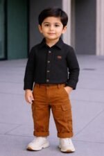 MENVY Boys Shirt Pant Set Cotton Casual Outfit for Kids 1-6 Years Stylish Dress with Cargo Pants - Image 7