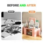 Shuttle Art Desk Organiser | ABS Plastic Table Organiser with 5 Compartments & 2 Drawers | Multifunctional Pen Stand for Table & Stationery Storage for Office, Home & Study Desk (Blue) - Image 8