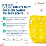 Liltoes Aio Baby Cloth Diapers 0 To 3 Years | Side Leakage Proof Washable Reusable Diaper For New Born Baby (Pack Of 4-No Inserts Included) - Image 5