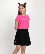 KYDA KIDS® 100% Pure Cotton Girls Printed Crop Top and Skirt with Attached Inner shorts Co-ords Set - Image 5