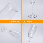 Champagne Glasses, Sparkling Slim Wine Glass, Set of 6 Pieces, 200 ml, Clear Flute Glasses, Long Stem Lead Free Champagne Glasses for Home, Bar, Wedding, Restaurant - Image 3