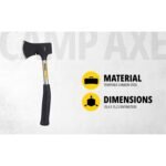 STANLEY 54-105 Camp Axe Steel Shaft with Anti-Rust Properties for Carpentry, Camping, Hiking & Light-Duty Wood Cutting, Grey & Black - Image 3