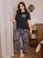 Celary Women’s Cotton Blend Printed Night Suit Set||Soft & Breathable Short Sleeve Top & Ethnic Print Pyjama Set||Also Available in Plus Size||Korean Night Suit||Comfortable Home Wear & Sleepwear - Image 2