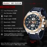 BENYAR Luxury Business Casual Party-Wear Leather Chronograph Date Display Watch for Men - Image 4