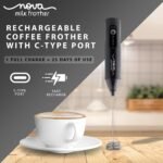 Coffee Frother Electric Rechargeable Coffee Maker Machine for Home Electric Coffee Frother Machine & Milk Whisker with Dual Spring Tech GetSetNova | 1 Year Warranty - Image 2