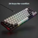 GEODMAER 65% Gaming Keyboard, Wired Backlit Mini Keyboard, Ultra-Compact Anti-Ghosting No-Conflict 68 Keys Membrane Gaming Wired Keyboard for PC Laptop Mac Gamer (Grey-Black) - Image 5