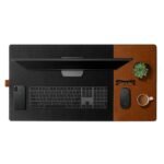 DailyObjects Turf 2.0 Desk Mat | Super Smooth Felt for Home,Office and Gaming | 85 * 45cm | Vegan Leather | Work from Home Solution for Laptop Keyboard and Mouse | Anti Slip Water Resistant | Grey-Tan - Image 2