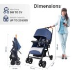 R for Rabbit Poppins Joy Stylish Baby Stroller | Pram for Kids with Reversible Handle | New Born Babies Stroller for 0 to 3 Years Boy and Girl (Blue Grey) - Image 9