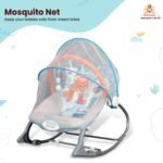 INFANTSO Baby Rocker & Bouncer for 0 to 2 Years (Blue), Portable Rocker for Newborn with Mosquito Net, Calming Vibrations, Soft Music & 3 Hanging Toys, 5-Point Safety Harness - Image 5