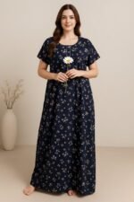 Bahumaan Pure Cotton Nighty for Woman | Floral Gown for Women Nightwear with Pocket | Cotton Nighty for Women Stylish | Maxi for Women Cotton - Image 2