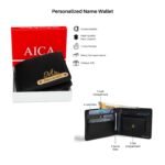 Aica Personalized Name & Charm Leather Wallet Mens Combo Giftset (Black) | Customized Valentine�s Day Valentine Propose Day Gift For Men Boy Husband Father Boyfriend Friend Family Lover Office Couples - Image 4
