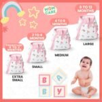 MOM CARE Nappies for New Born Baby | Soft Cotton Langot | Reusable Cloth Nappy Pack of 6 | Adjustable Tie Style | Double Layer Padded Design | XS White - Image 6