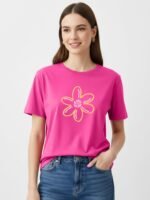 LEOTUDE Women’s Regular fit Half Sleeve Round Neck Graphic Tees for Girls - Image 5