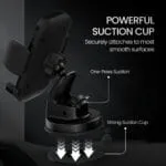 Portronics Clamp M4 Car Phone Holder Stand with 360 Degree Rotation, Strong Grip, Suction Cup Mount, Single Hand Use, Shockproof Build, Mobile Stand for Car (Black) - Image 7