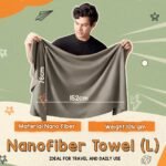 TRAVEL LIKES ME Bath Towel - Quick Dry for Men & Women, Premium Light Weight, Super Absorbent, Soft Thin Smooth Bathing Cloth for Travel, Swiming and Beach, Naonofiber (Black, 76 * 152 cm) - Image 2