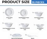 Larah by Borosil 35 Pieces Opalware Dinner Set for Family of 6 (White) - Image 3