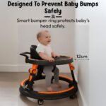 StarandDaisy Baby Walker for Babies, 6-18 Month Baby Boy & Girl, Adjustable Height Infant Learning Walker with 360° Wheels, Anti-Slip, Comfortable Padded Seat, Activity Tray, Foldable Toddler Walker (Orange-Black) - Image 4