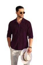 DEELMO Men's Casual Button Down Shirts Long Sleeve Linen Shirt Fashion Textured Beach Summer Shirt - Image 4