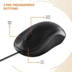 amazon basics Wired USB Mouse, 3-Button, 1000 DPI Optical Sensor, Plug & Play, for Windows/Mac - Image 3