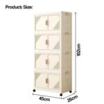 House of Quirk Plastic Storage Bins for Closet Organizers, Folding Storage Box, Stackable Storage Bins with Open Front Door, Collapsible Storage Box 45cm (4 Layer, Beige) - Image 3