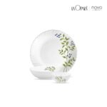 La Opala Novo Collection Opal Glass Crockery | for Family of 4 | Dinner Set 10 pcs Lush Greens | Plates & Bowls for Dining | Microwave Safe | 100% Vegetarian | Extra Strong | Light & White - Image 2