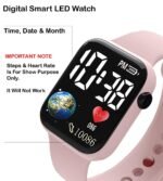 GOLDENIZE FASHION Stylish Waterproof Kids Digital Date and Time Black Pink Square Rectangular Display Watch for Kids Unisex Digital Watch for Baby Boys & Girls Kid | Pack of 2 - Image 6