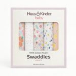 haus & kinder 100% Cotton Muslin Swaddle Wrap for New Born Baby | Pack of 5 (100×100 cm) | Baby Blanket & Swaddles for Newborn | Eleflora Collection - Image 2
