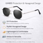 Dervin UV Protected Hexagonal Sunglasses for Men and Women (Silver-Black) - Image 6