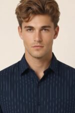 Peter England Men's Slim Fit Full Sleeve Striped Formal Shirt | Cotton Rich | Wonder Fabric | Pin Point Oxford - Image 6