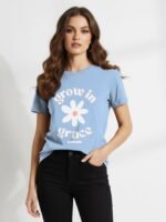 LEOTUDE Women’s Regular fit Half Sleeve Round Neck Graphic Tees for Girls - Image 2