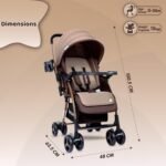 1st Step Caramel Baby Pram Cum Stroller with 5 Point Safety Harness/Infinitely Reclining and Cushioned Seat/Reversible Handle/Front Swivel Wheels - Coffee Brown - Image 5