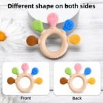 Baby Teether Silicone Teething Toy - BPA Free Food Grade Ring for Infants & Newborns - Textured Sensory Chew Toy for Gum Relief - 3-12 Months Molar Teether with Bear & Bunny Animal Designs - Image 3