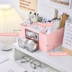 Shuttle Art Desk Organiser | ABS Plastic Table Organiser with 5 Compartments & 2 Drawers | Multifunctional Pen Stand for Table & Stationery Storage for Office, Home & Study Desk (Blue) - Image 4