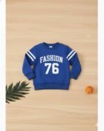 Boy's Cotton full Sleeves Printed Sweatshirt and Pant Set (BLUE & GRAY) - Image 6